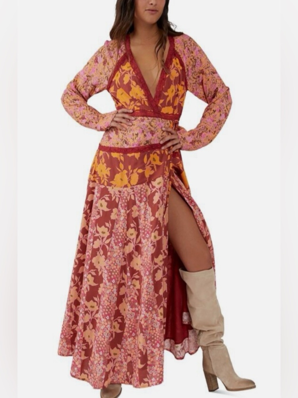 NWOT Free People Tilda Wrap Dress Size Large - Picture 2 of 13